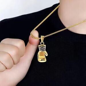 Golden Glove Boxing Necklace 18k Gold Plated Stainless Men's UFC Fashion Gift
